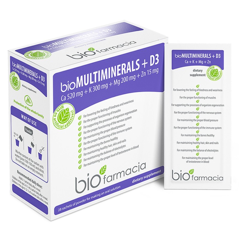 Biofarmacia Мултиминерали + Витамин D3 - 28 сашета - Сравняване на продукти